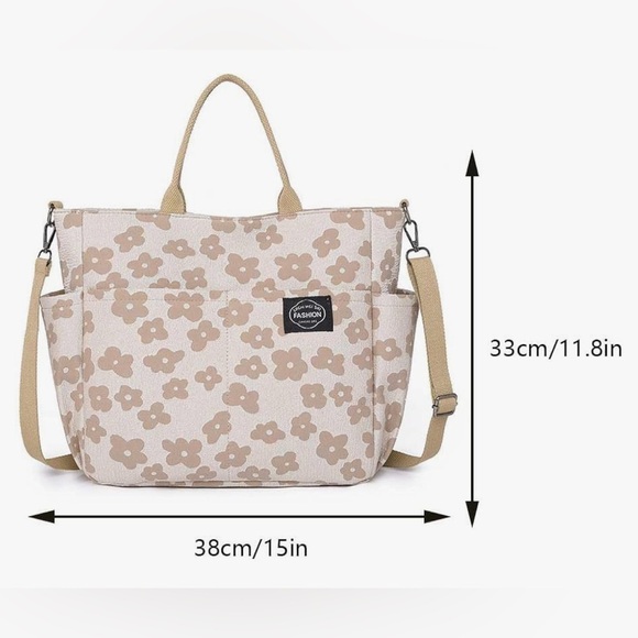 Floral Beige Swico Remado LargeCapacity Flower Printed Shoulder Bag - Picture 4 of 13
